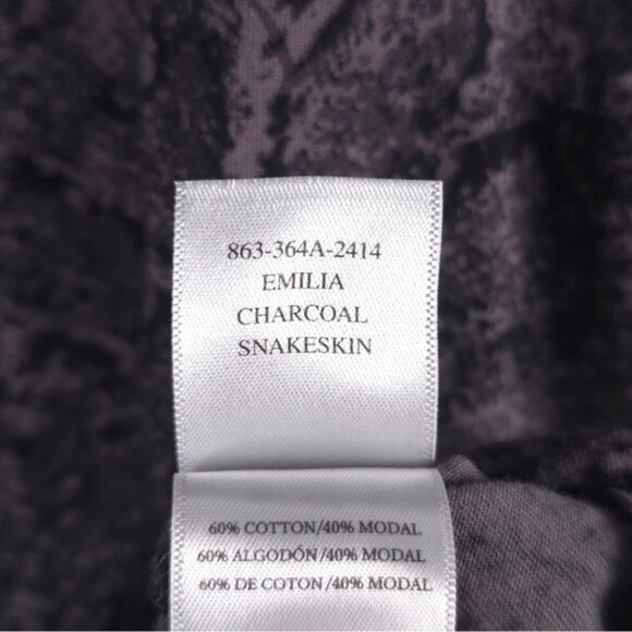 Rails EMILIA CHARCOAL SNAKESKIN Puff Sleeve Top Pullover Long Sleeve Gray MEDIUM - Picture 13 of 13